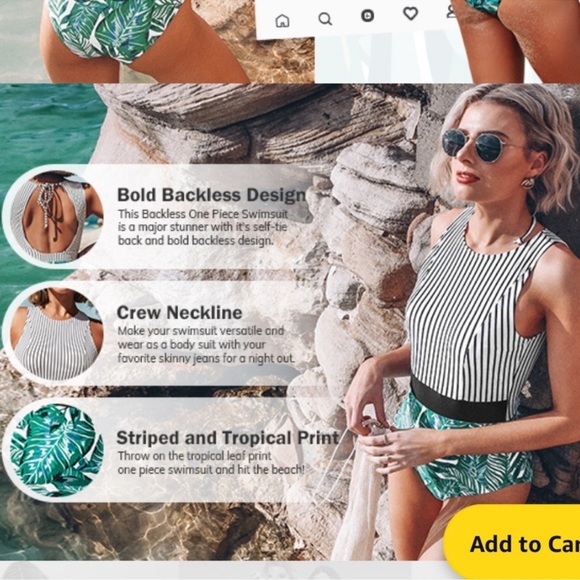 Cupshe Tropical One Piece Swimsuit - Picture 4 of 4